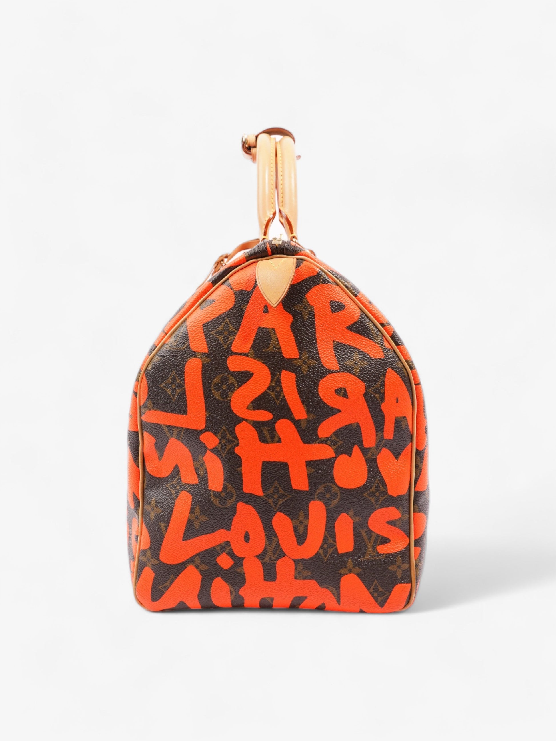 Luxury Women's Handbag | Louis Vuitton Keepall Graffiti 50 Monogram / Orange Coated Canvas