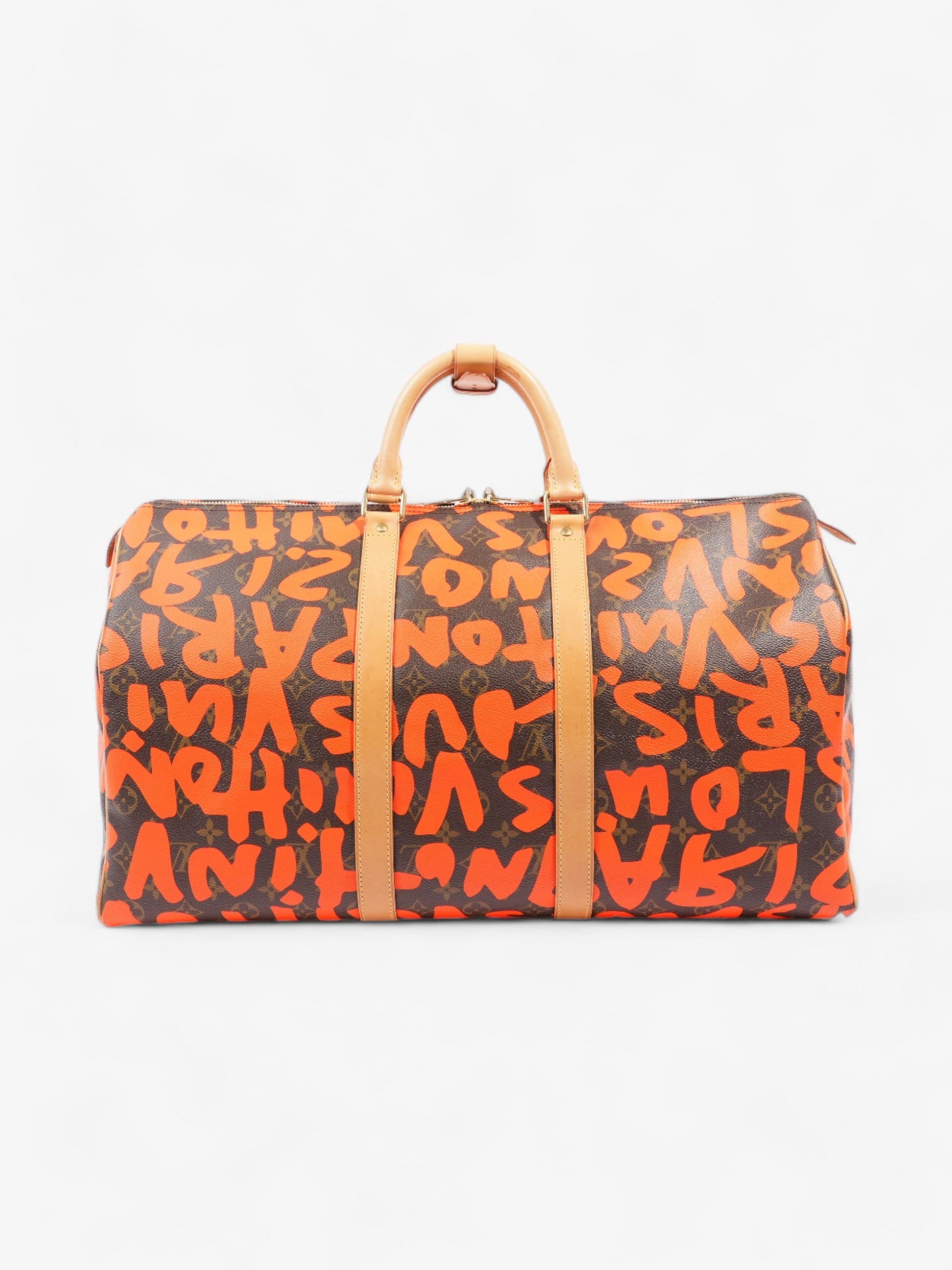 Luxury Women's Handbag | Louis Vuitton Keepall Graffiti 50 Monogram / Orange Coated Canvas