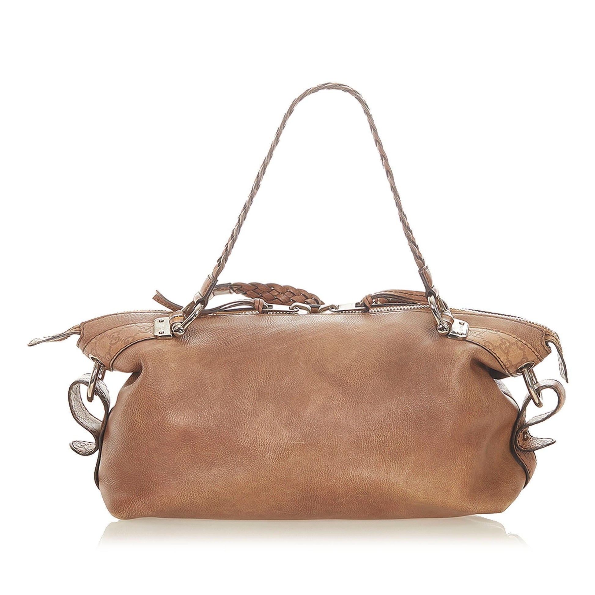 Gucci Bamboo Leather Monogram Tote Style 1