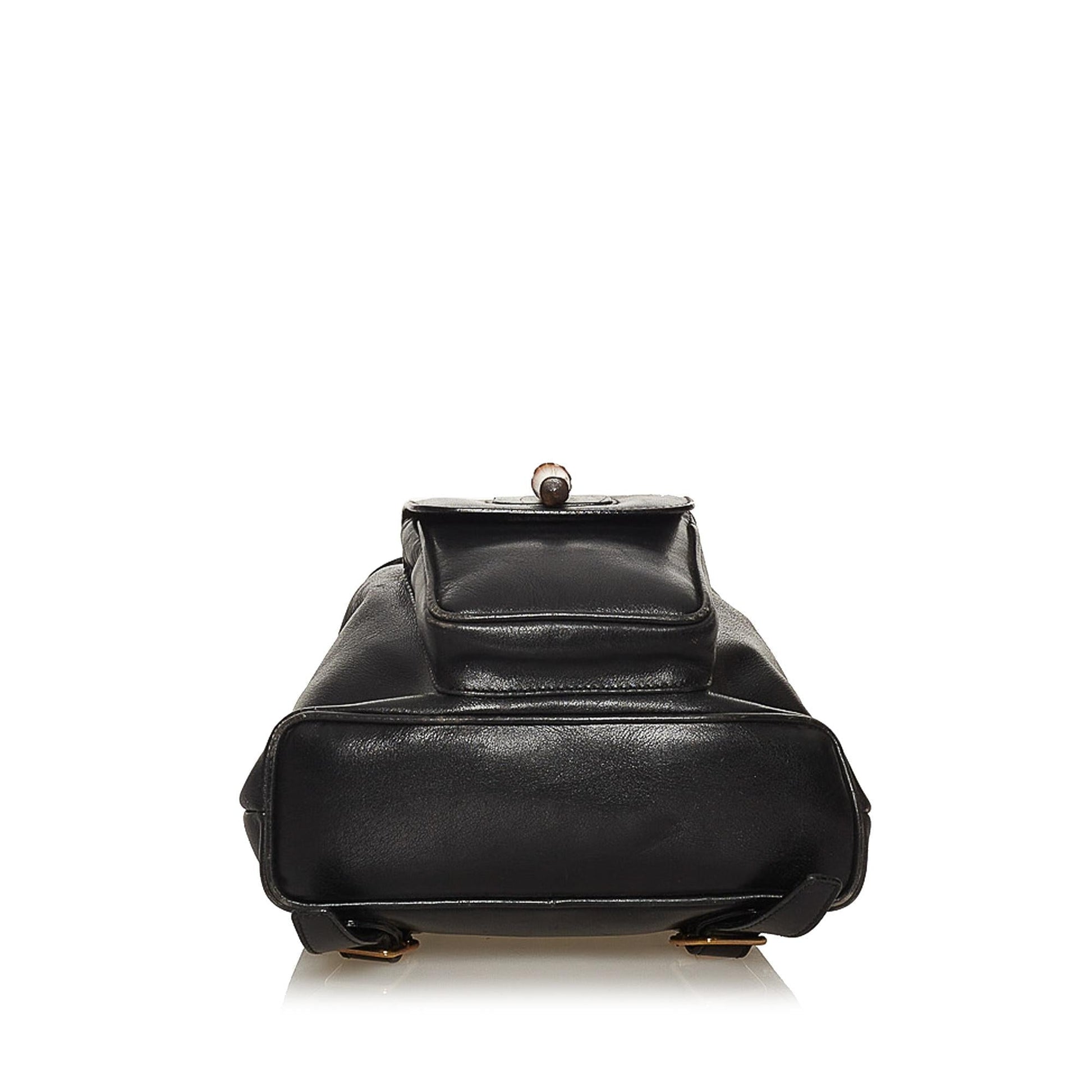 Gucci Bamboo Drawstring Leather Backpack (SHG-29292)