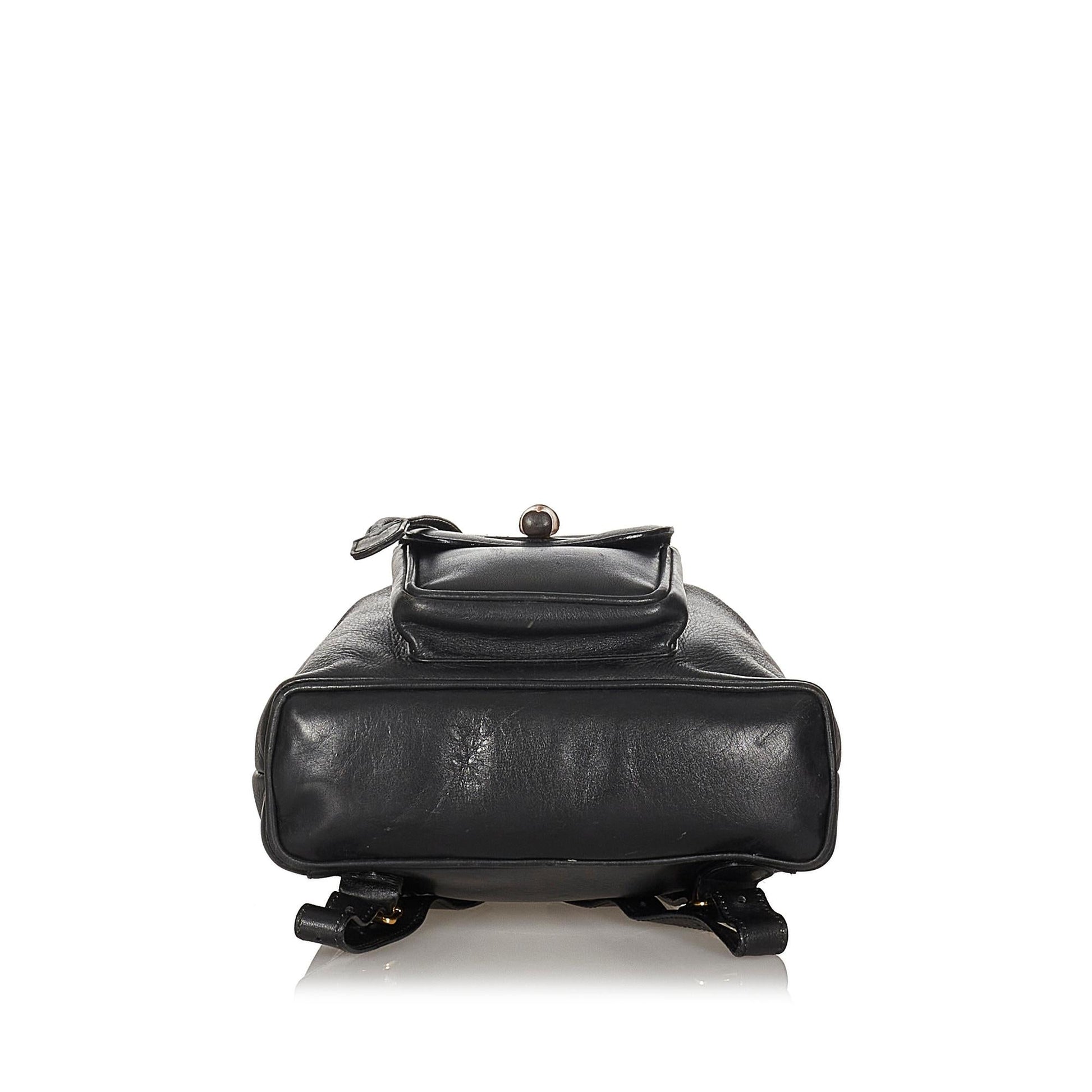 Gucci Bamboo Leather Drawstring Backpack (SHG-21546)