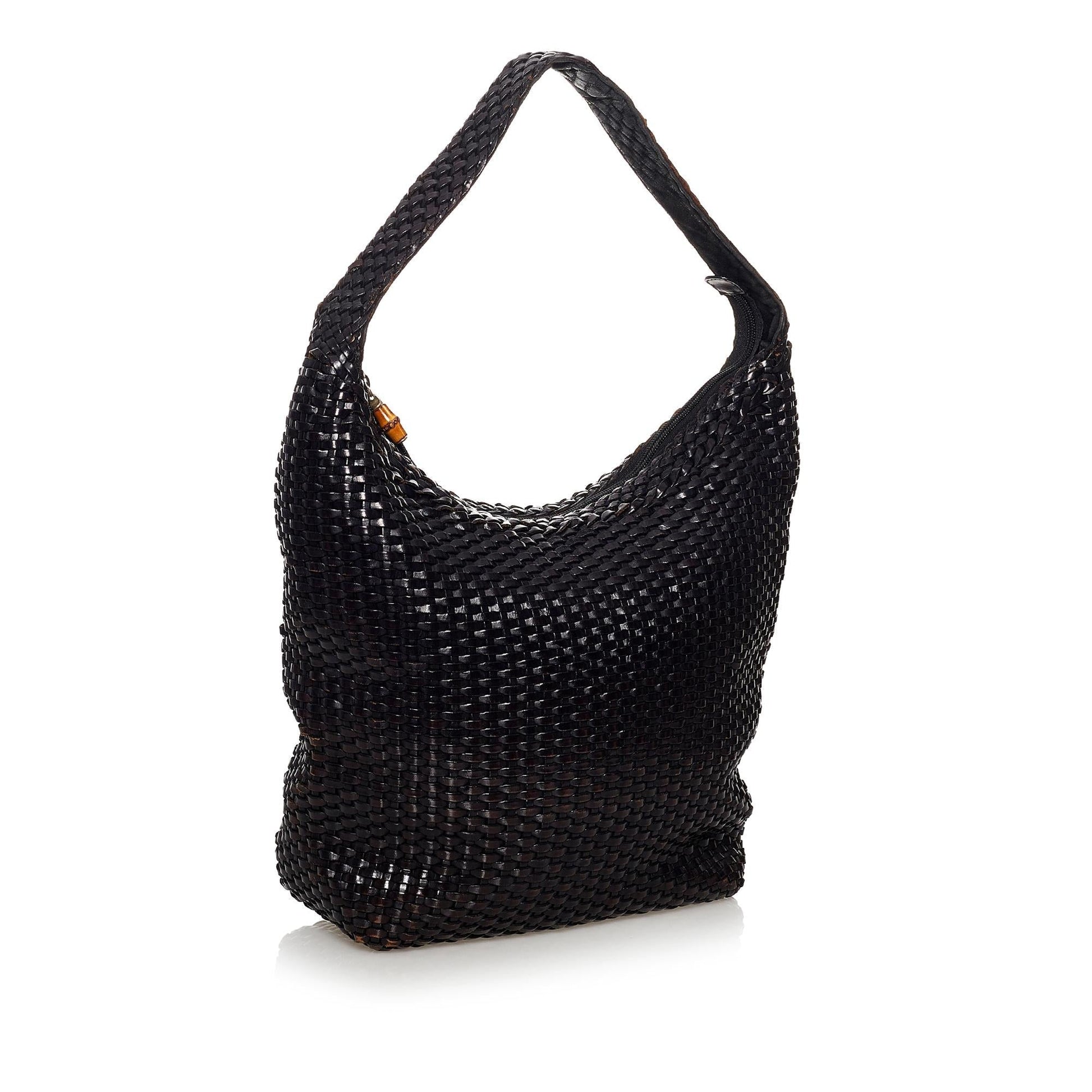 Gucci Bamboo Weaved Leather Shoulder Bag (SHG-31075)