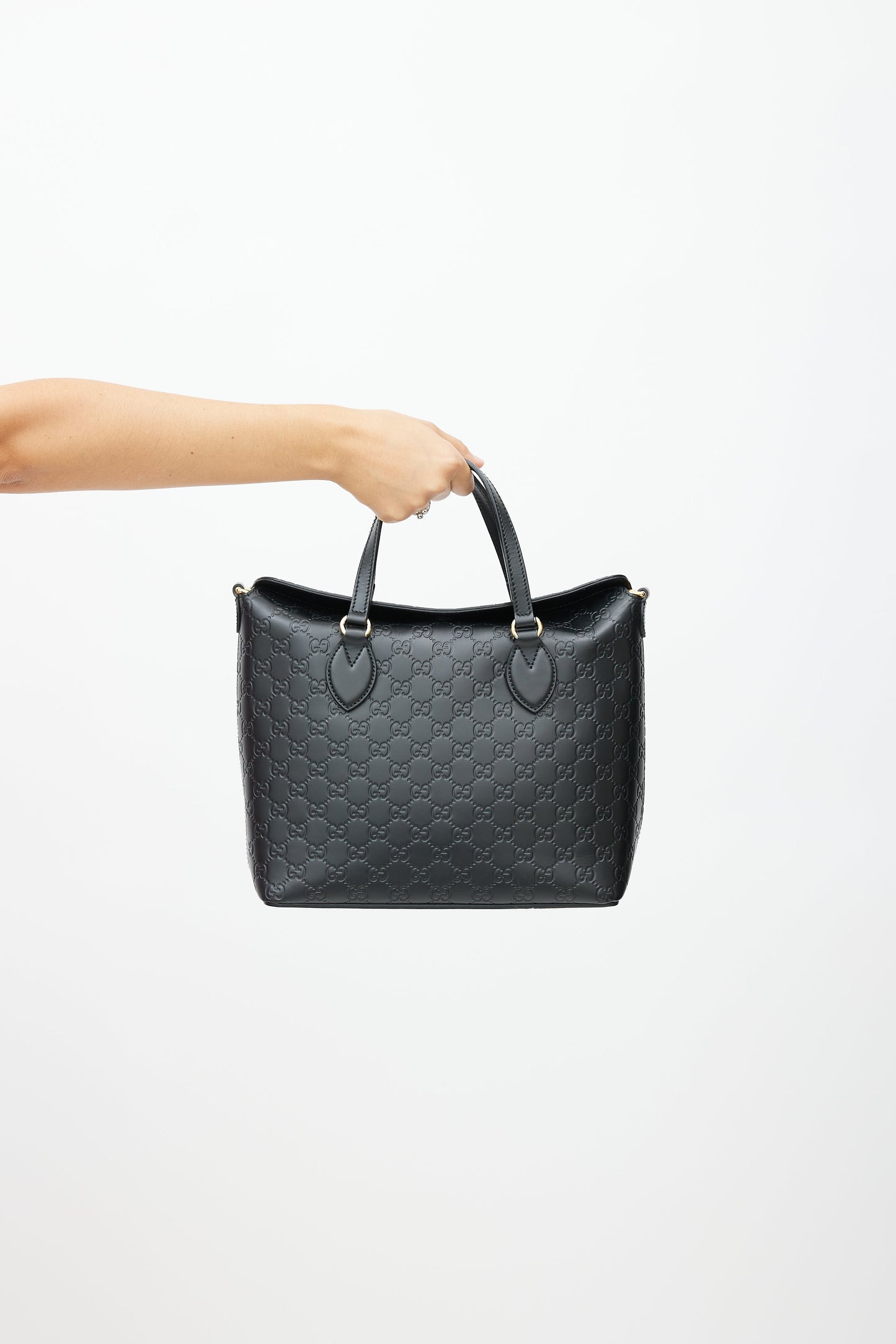 Gucci Guccissima Black Leather Monogram Shoulder Bag Style 2