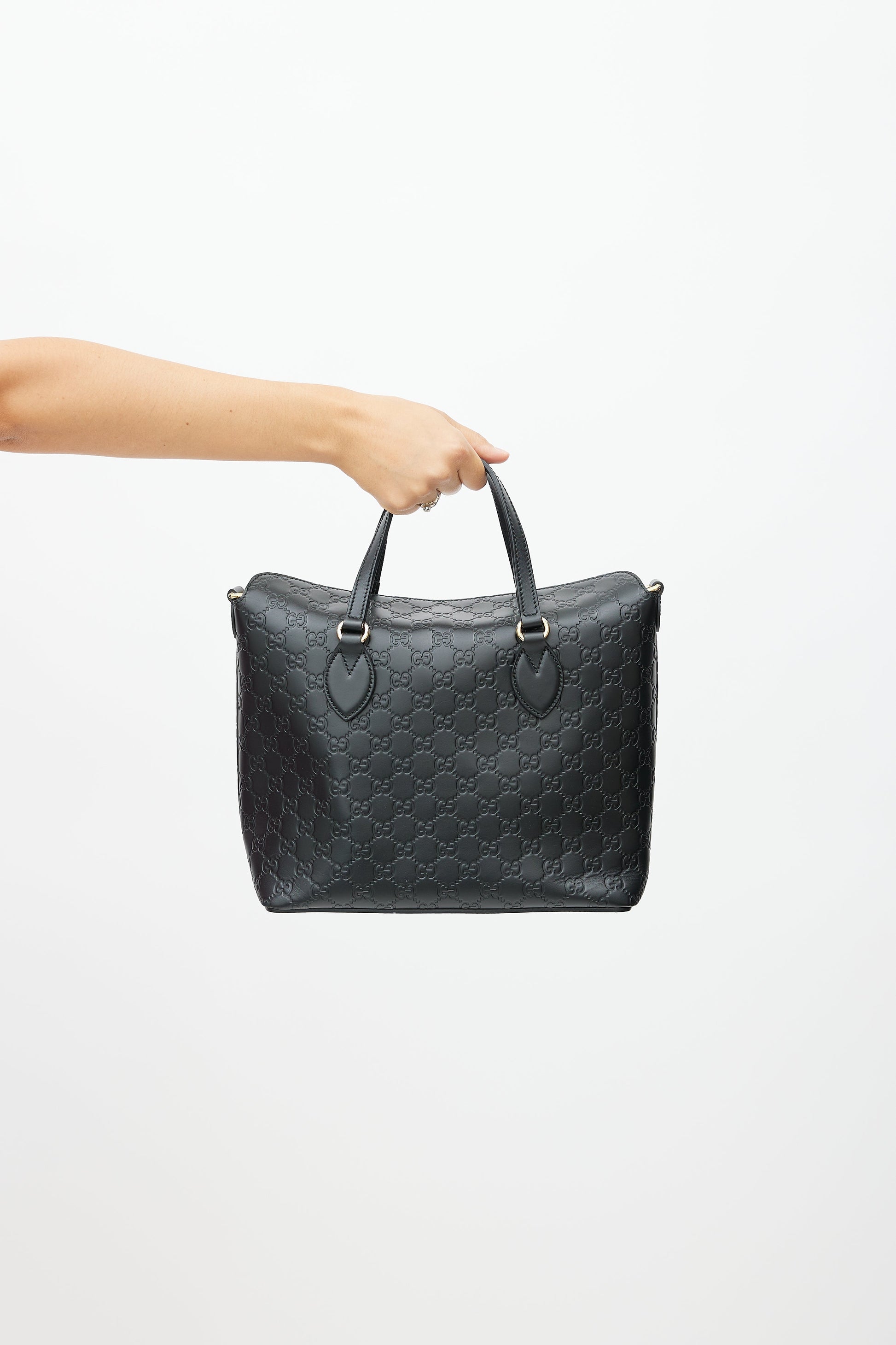 Gucci Guccissima Black Leather Monogram Shoulder Bag Style 2