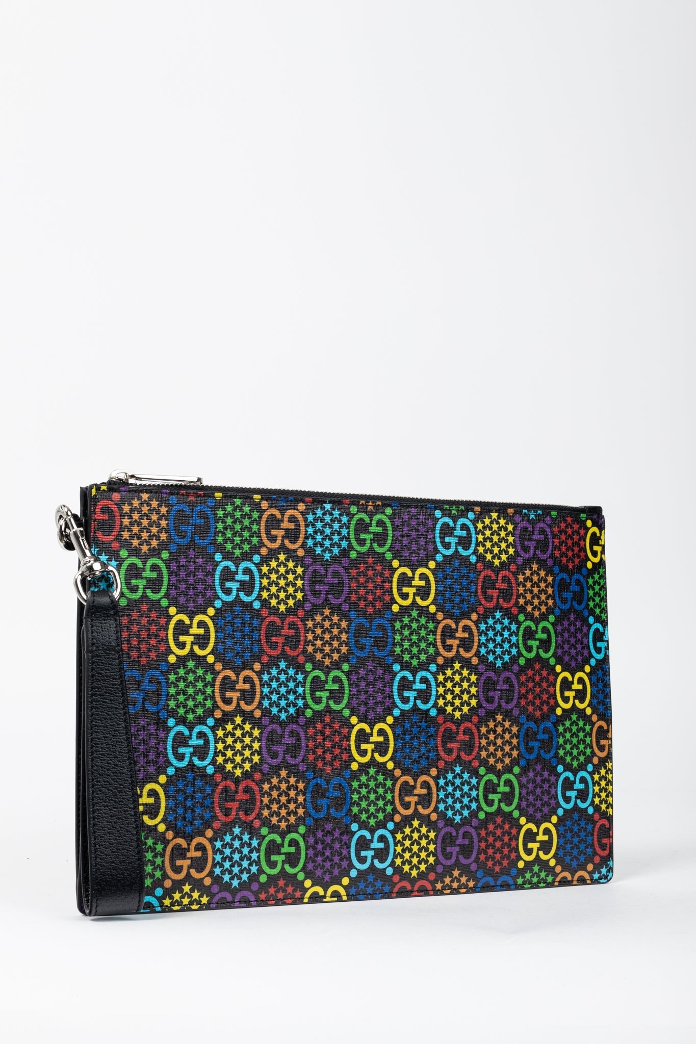 Gucci Lou Monogram Leather Canvas Clutch