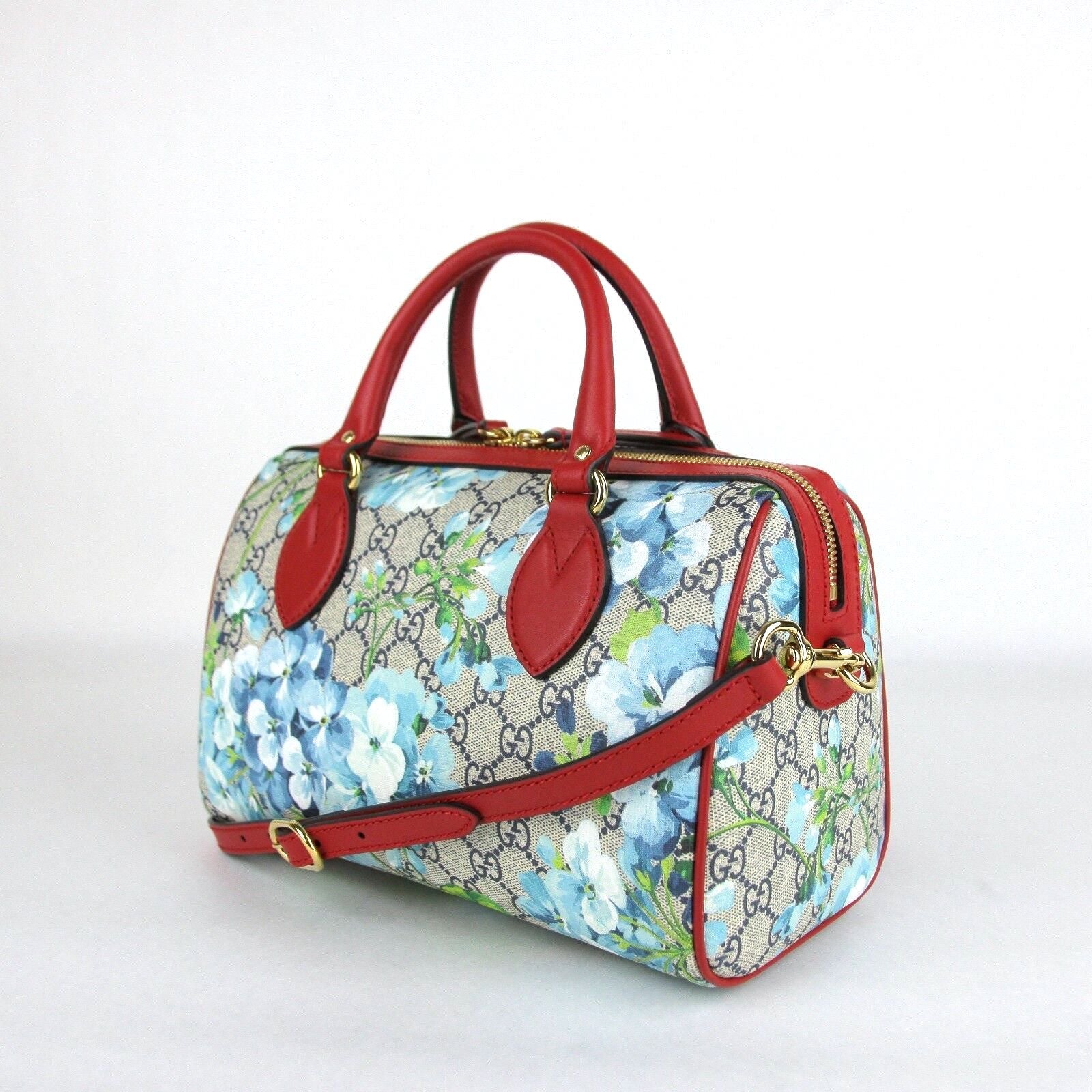 GUCCI GG SUPREME MONOGRAM BLOOMS SMALL BOSTON BAG