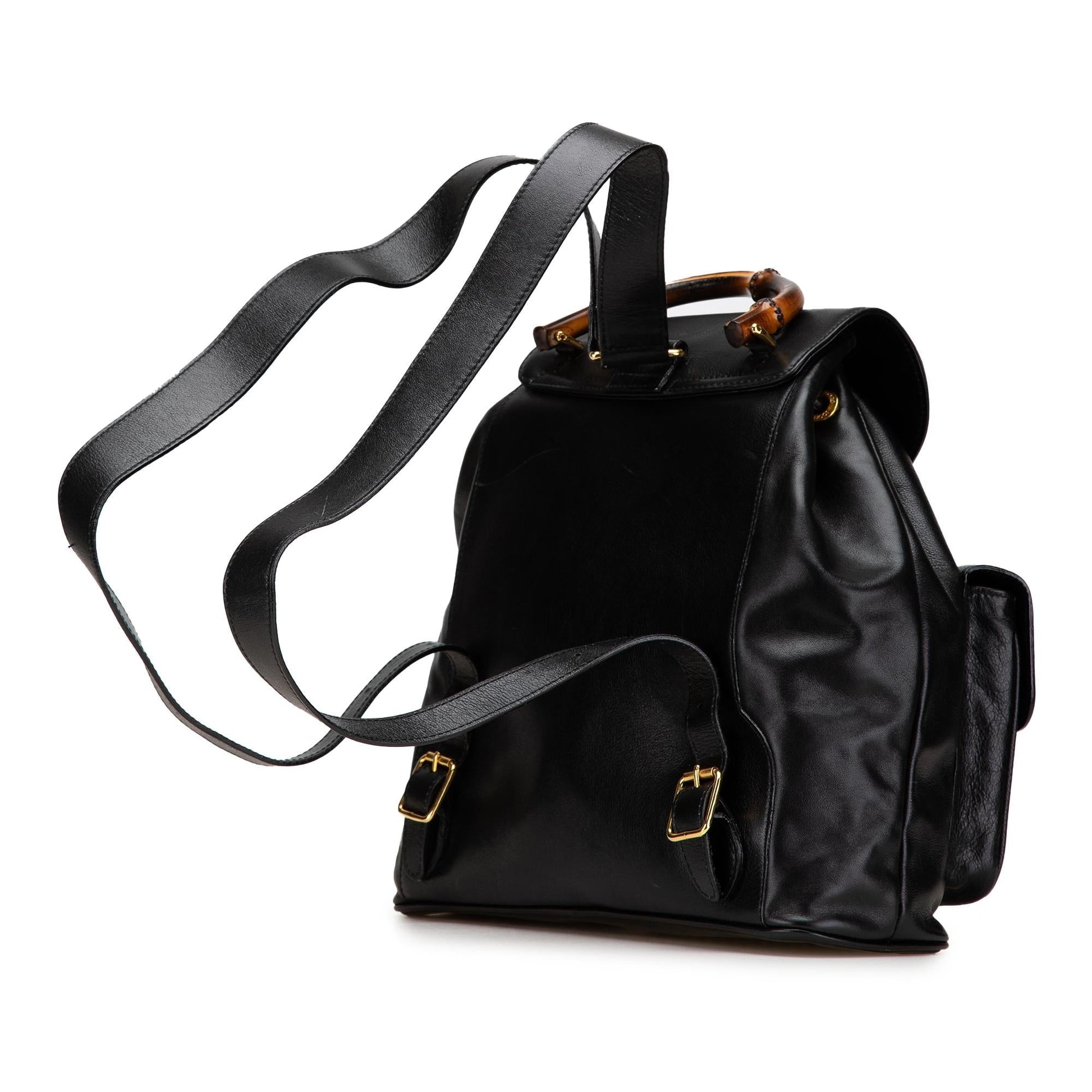 Gucci Calfskin Bamboo Drawstring Backpack