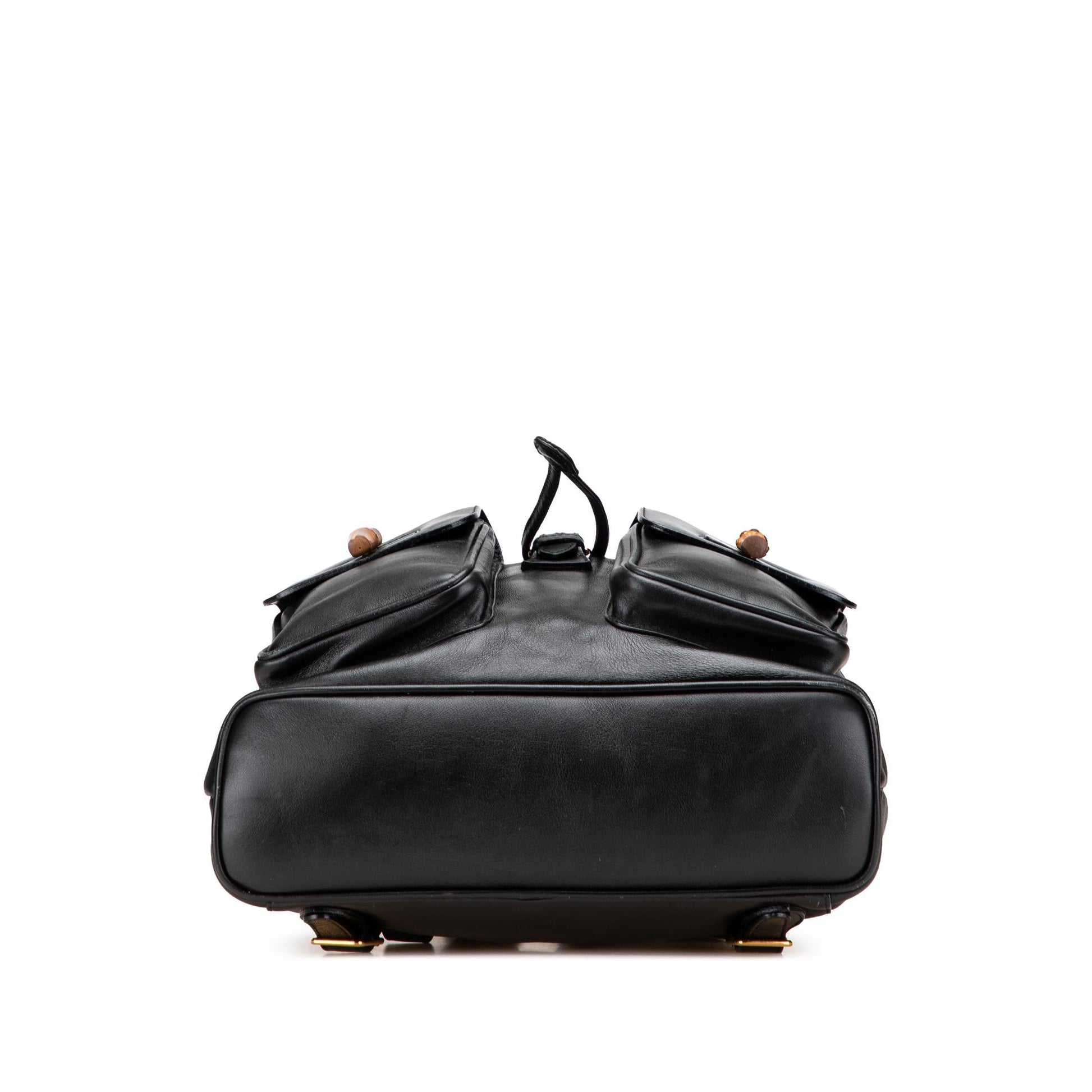 Gucci Calfskin Bamboo Drawstring Backpack