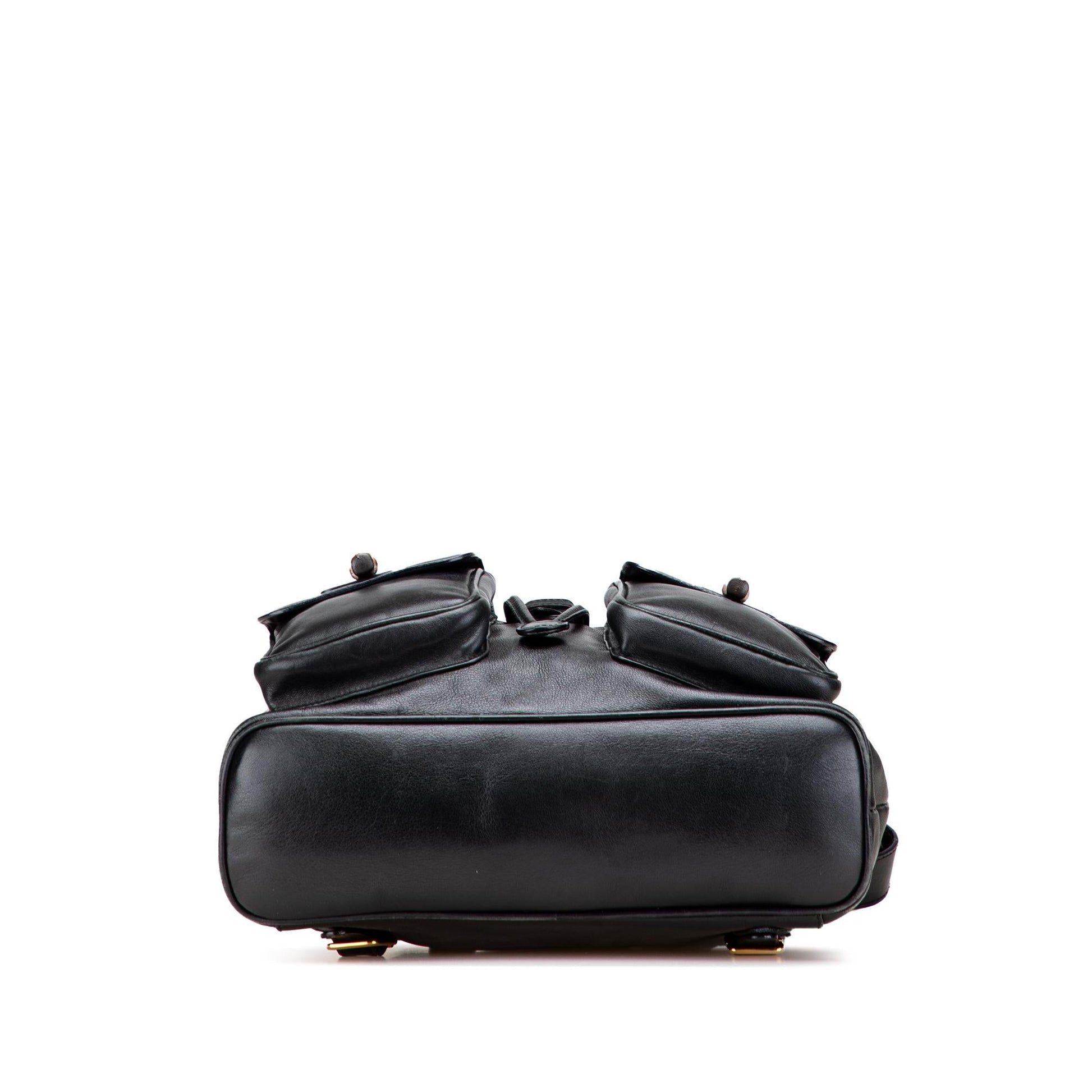 Gucci Calfskin Bamboo Drawstring Backpack