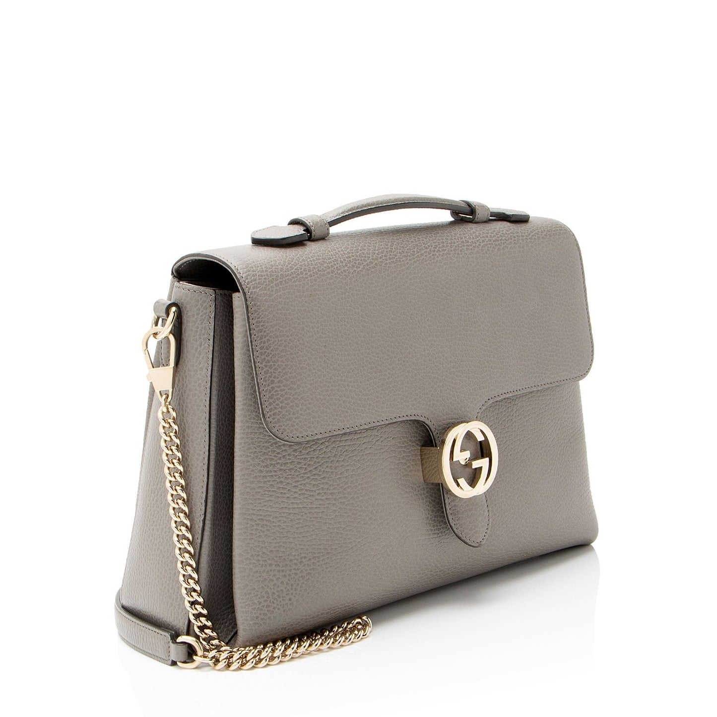 Gucci Calfskin Interlocking G Top Handle Medium Shoulder Bag