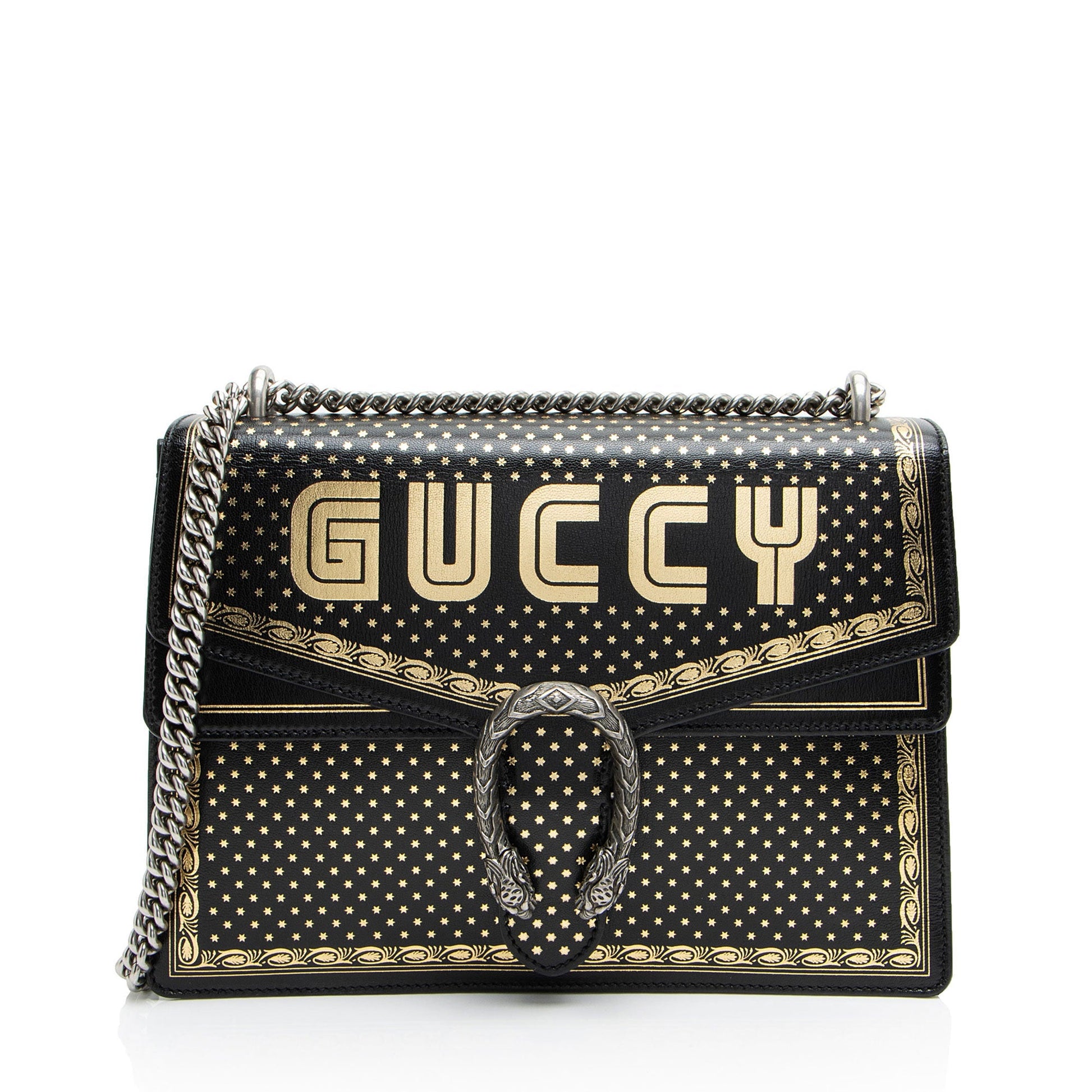 Gucci Calfskin Star Print Guccy Dionysus Large Shoulder Bag