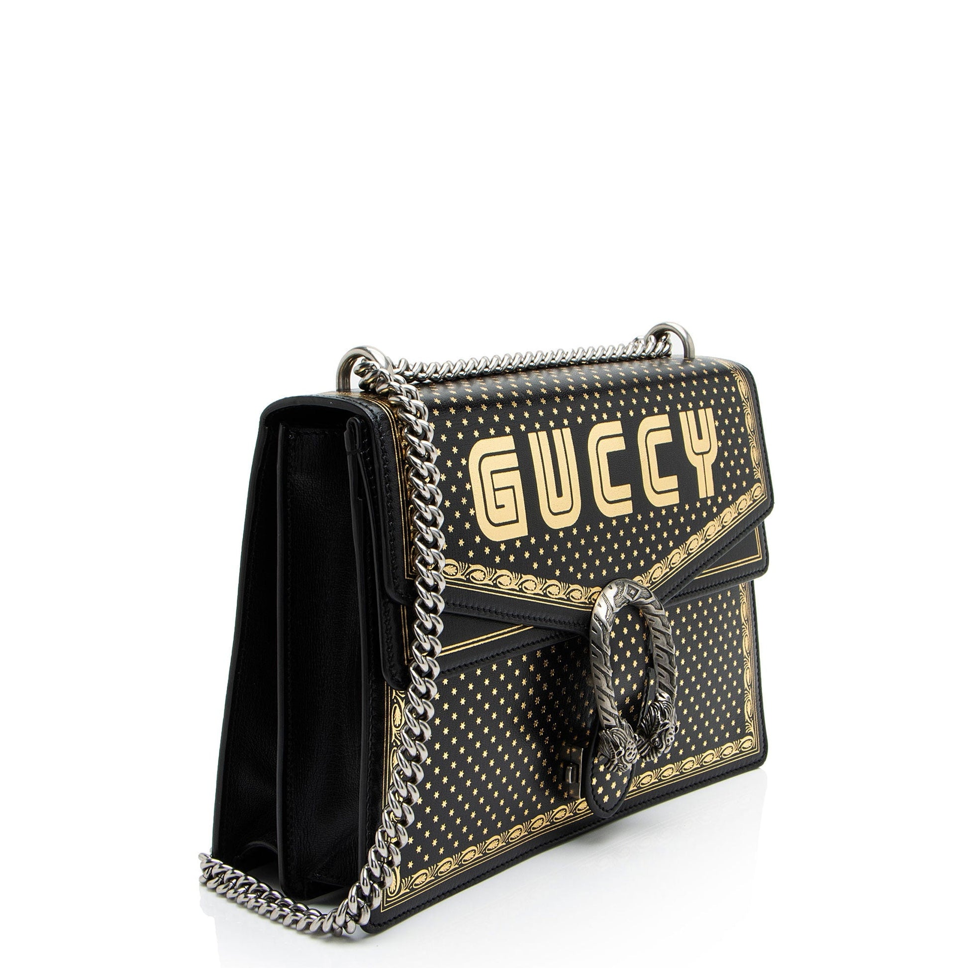 Gucci Calfskin Star Print Guccy Dionysus Large Shoulder Bag