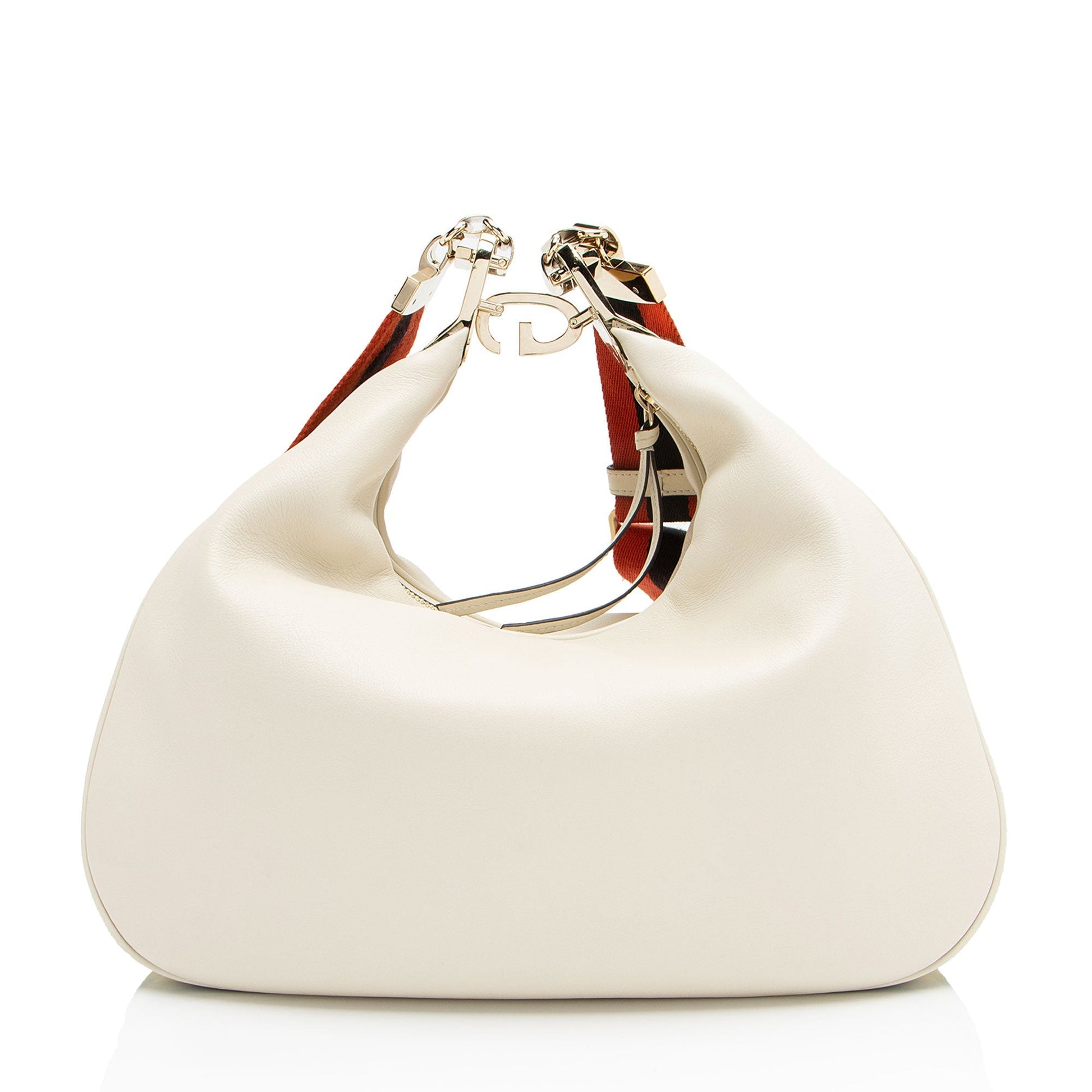 Gucci Calfskin Web Attache Large Shoulder Bag