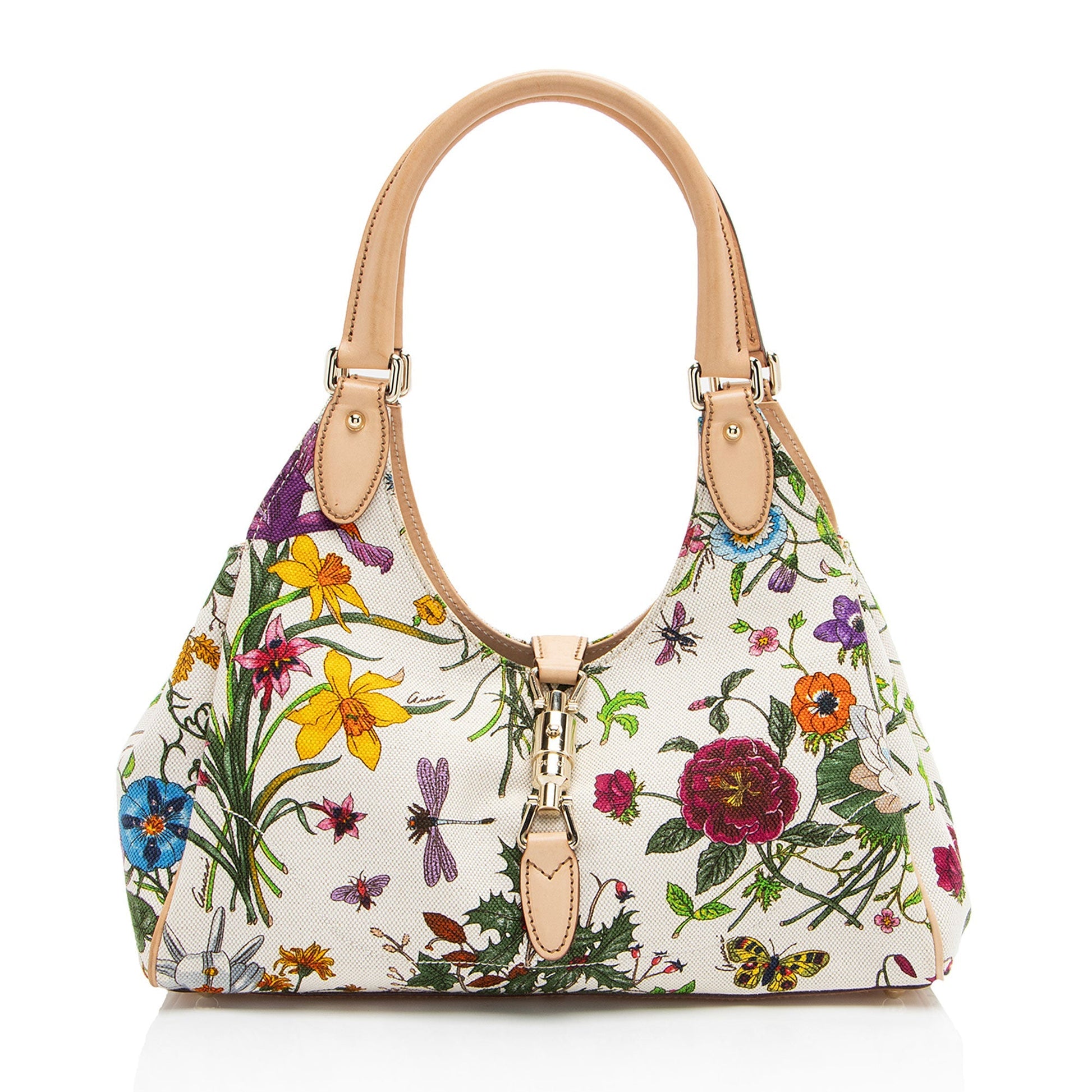 Gucci Canvas Flora Bardot Shoulder Bag