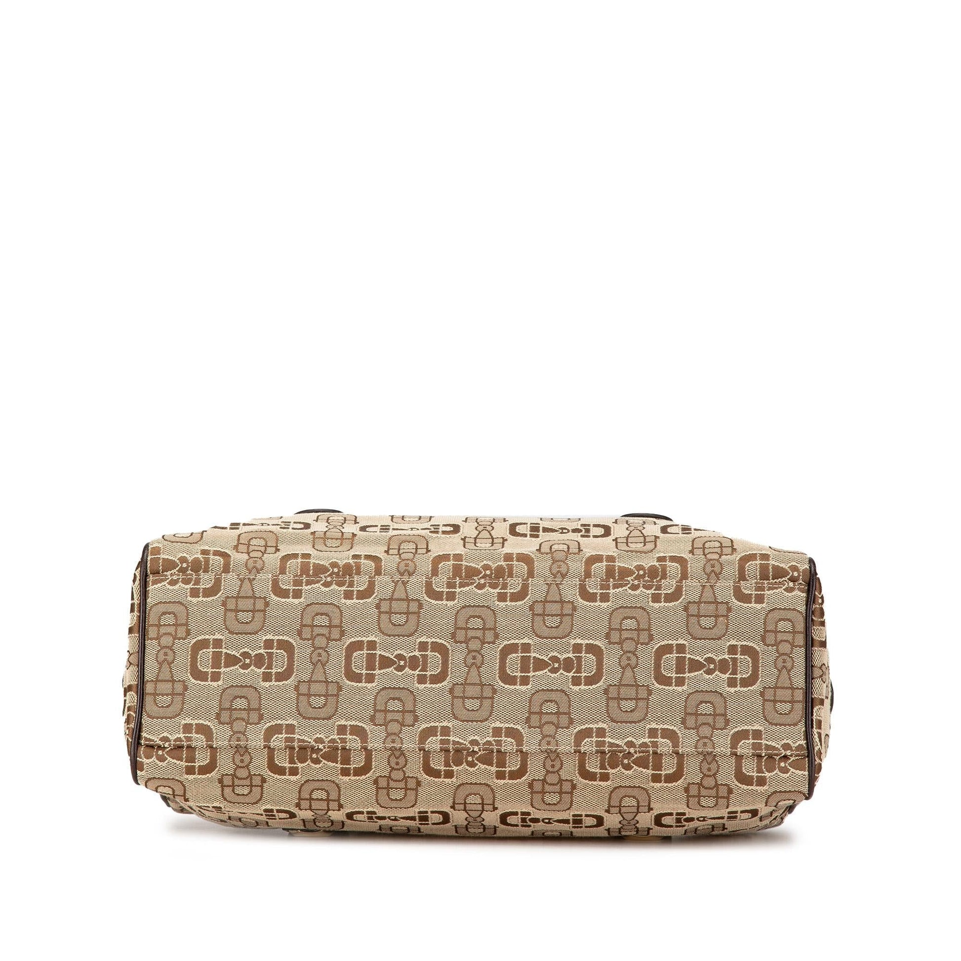 Gucci Canvas Horsebit Charmy Boston Bag