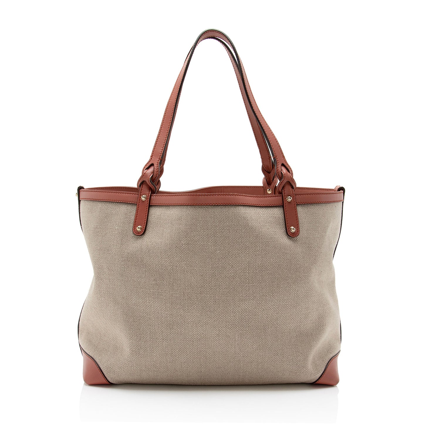 Gucci Pochette Leather Canvas Tote