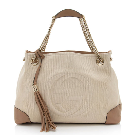 Gucci Leather Canvas Shoulder Bag