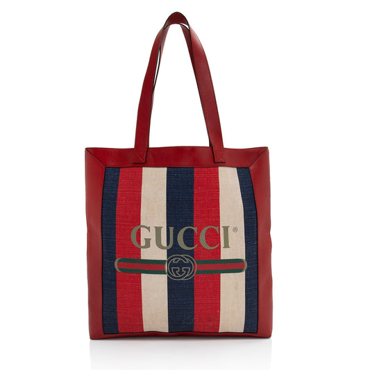 Gucci Leather Canvas Tote