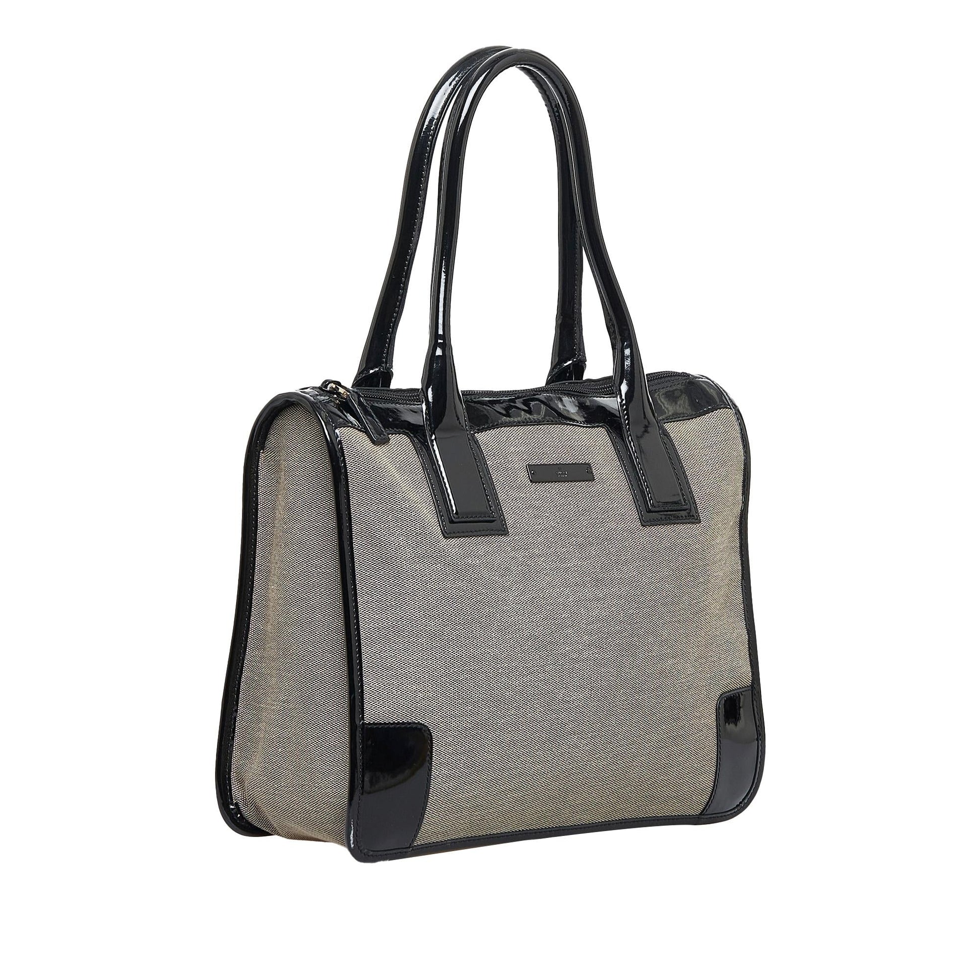 Gucci Leather Canvas Handbag