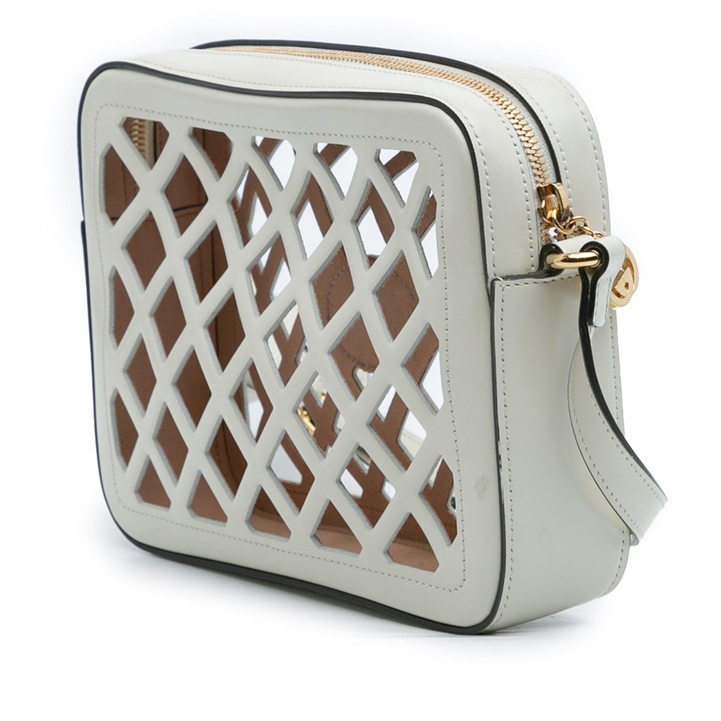 Gucci Cutout Leather and Flora Canvas Infinity Crossbody