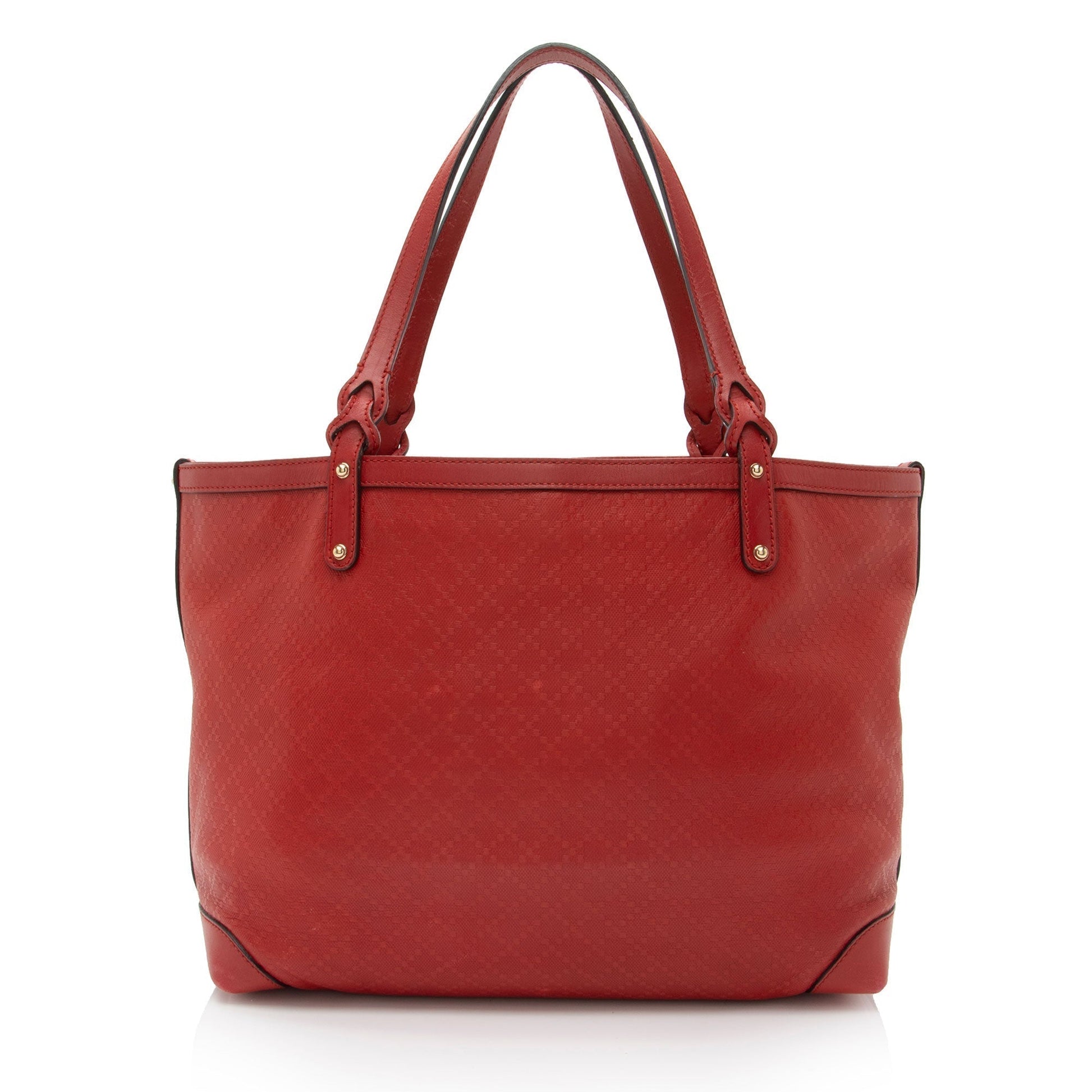Gucci Pochette Leather Canvas Tote