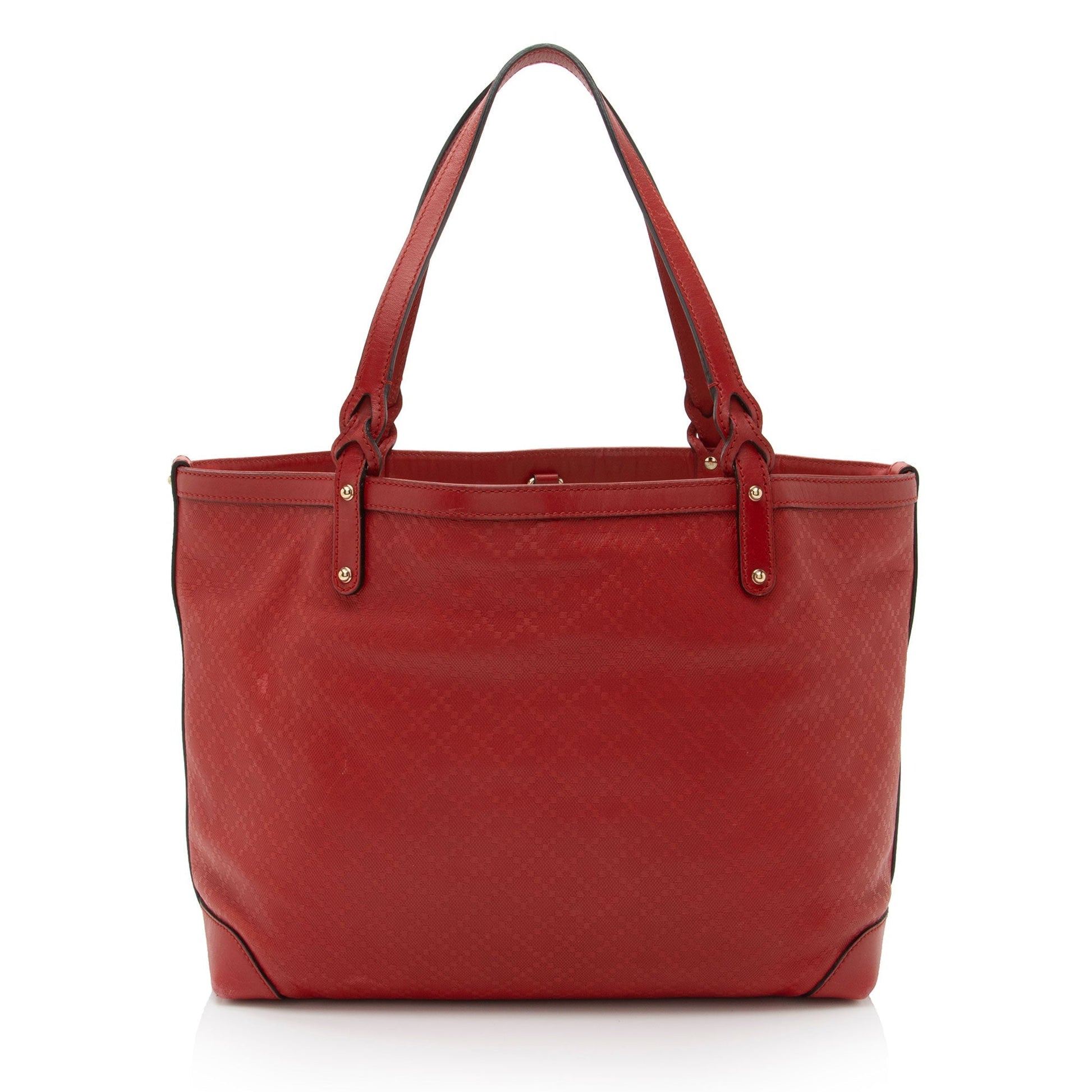 Gucci Pochette Leather Canvas Tote