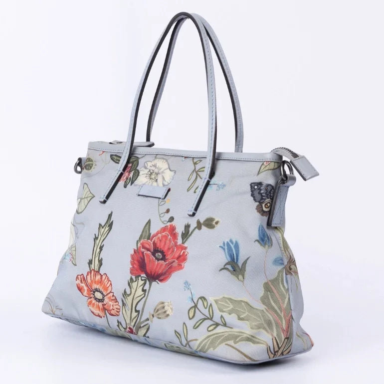 Gucci Nylon Leather Top Handle Tote