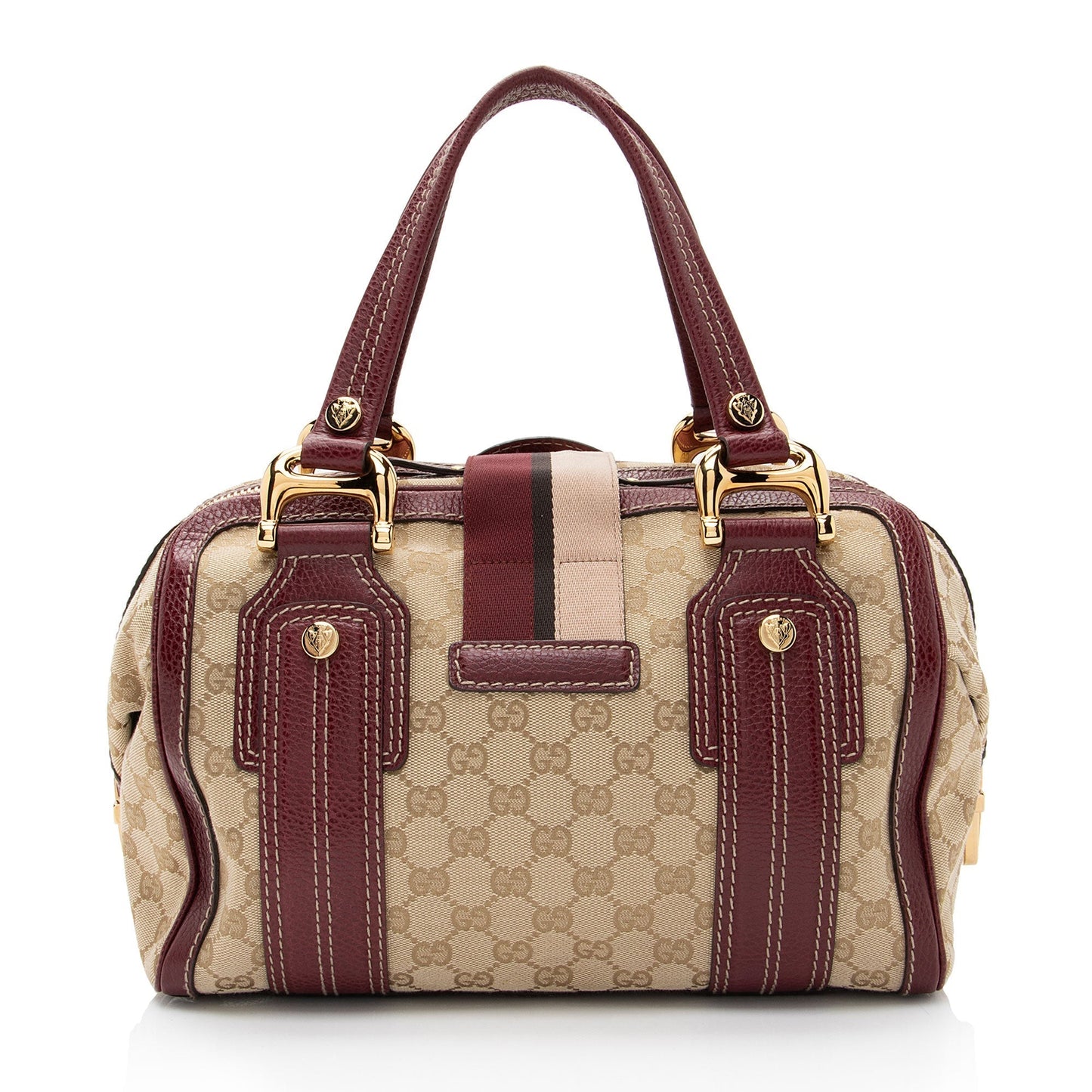 Gucci Nylon Leather Canvas Handbag