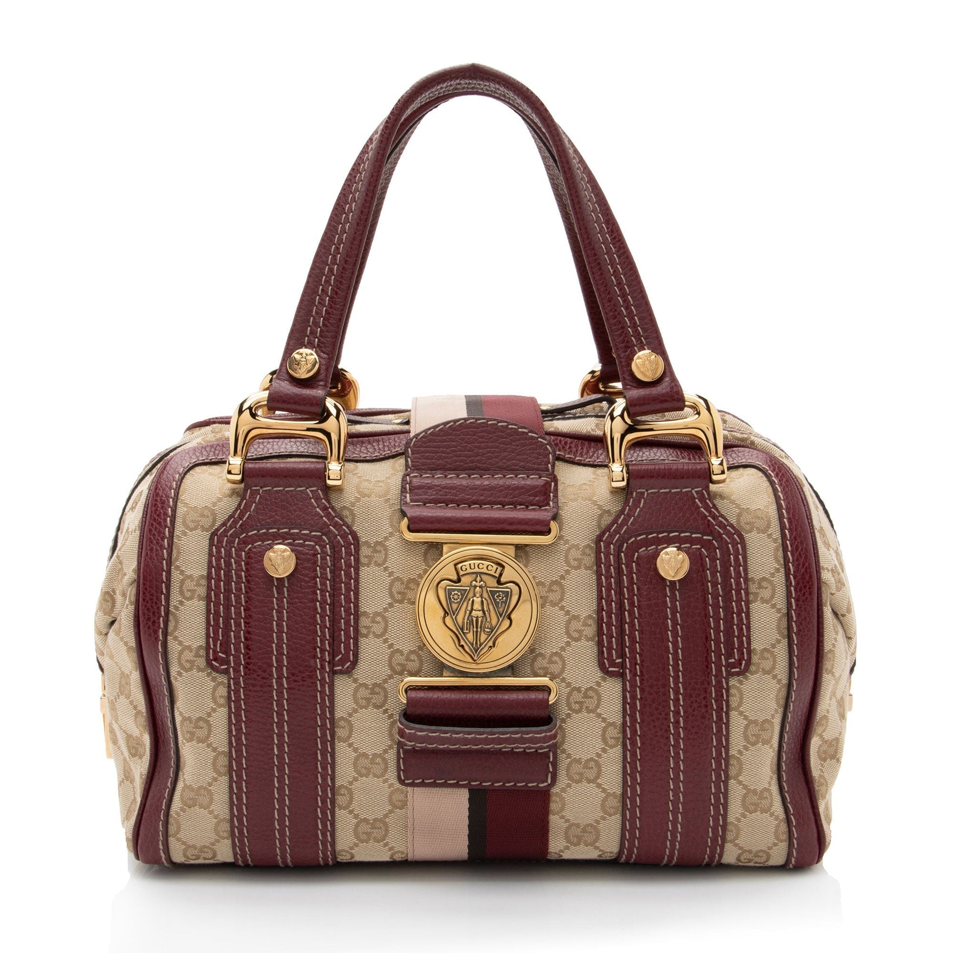 Gucci Nylon Leather Canvas Handbag
