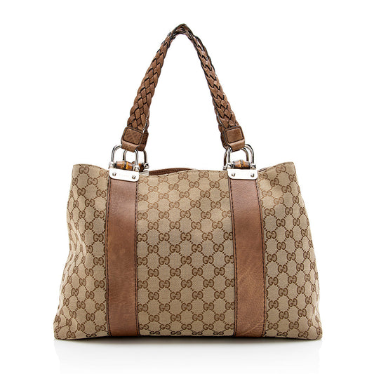 Gucci Bamboo Leather Canvas Tote Style 6