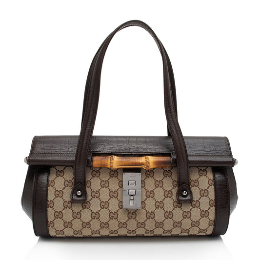 Gucci Leather Canvas Shoulder Bag