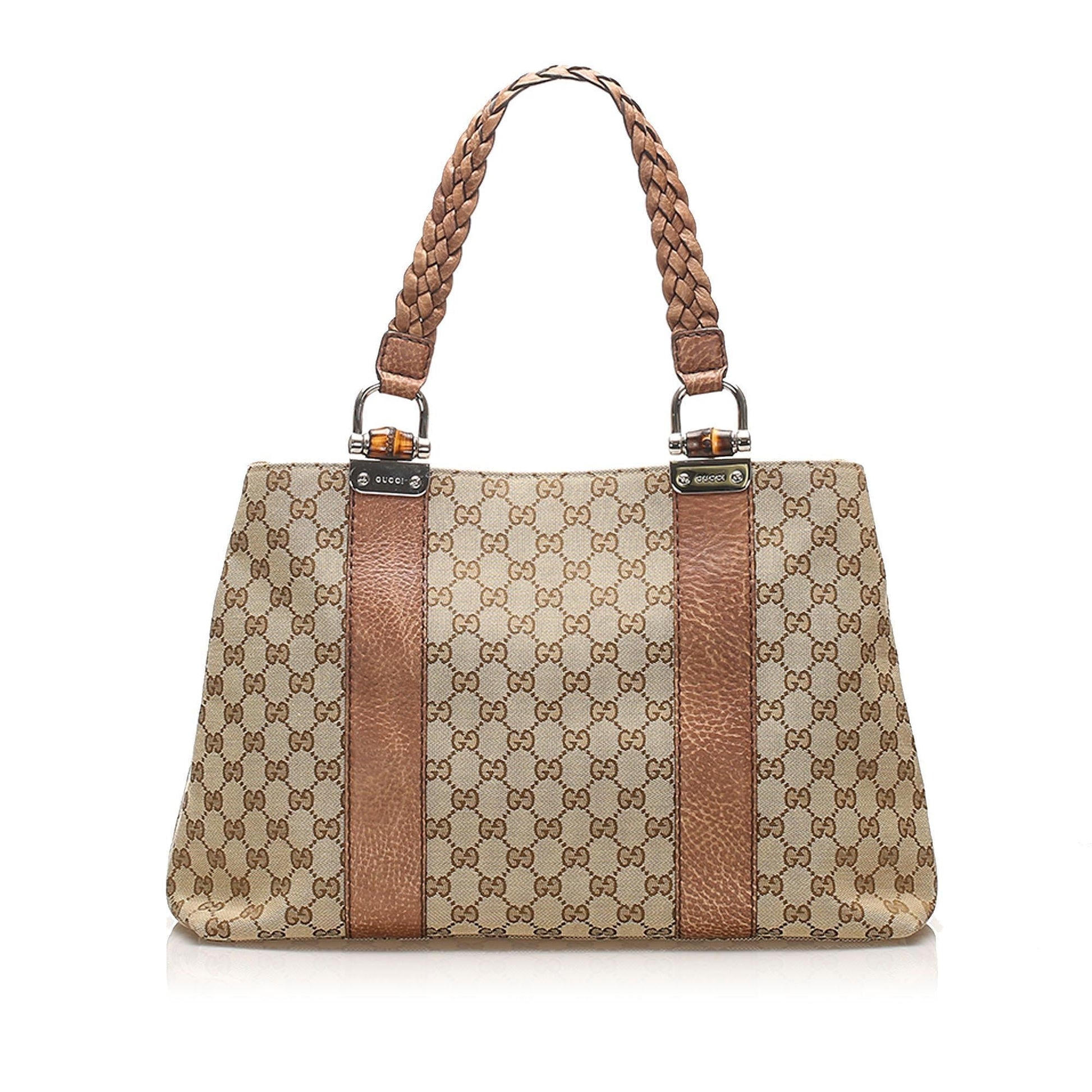 Gucci Bamboo Leather Canvas Tote Style 1