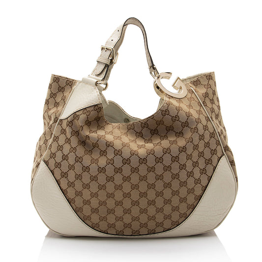Gucci Leather Canvas Shoulder Bag