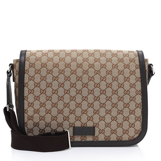 Gucci Nylon Leather Canvas Shoulder Bag