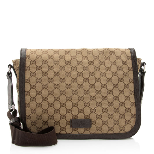 Gucci Nylon Leather Canvas Shoulder Bag
