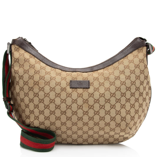 Gucci Nylon Leather Canvas Shoulder Bag