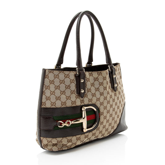 Gucci Nylon Leather Canvas Tote