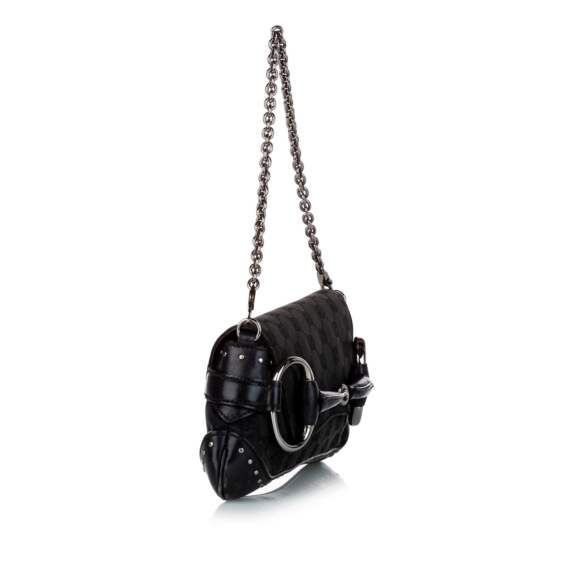 Gucci GG Canvas Horsebit Chain Baguette (SHG-uZLe9a)