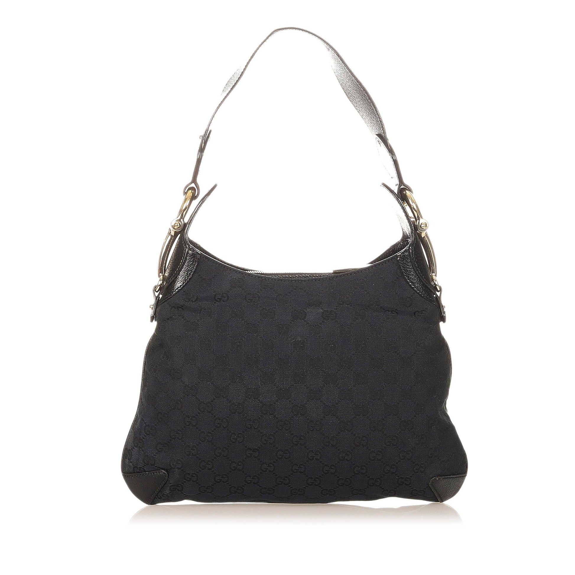 Gucci GG Canvas Horsebit Creole Shoulder Bag (SHG-32128)