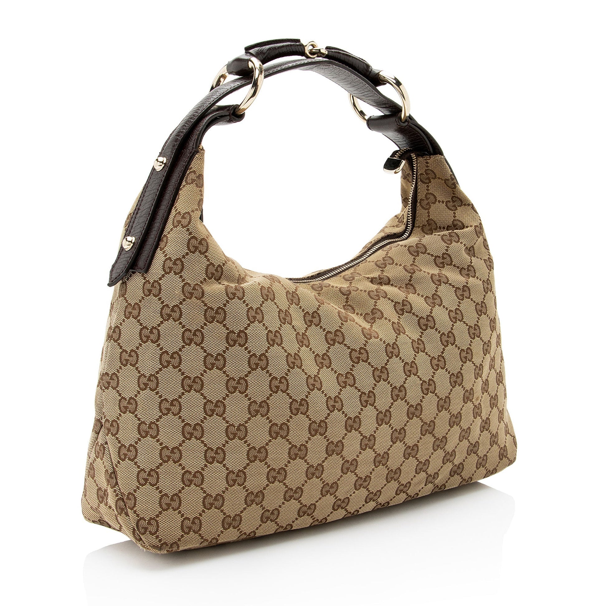 Gucci GG Canvas Horsebit Medium Hobo (SHF-V8RIx7)