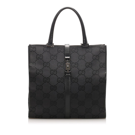 Gucci Jackie Leather Canvas Tote Style 1