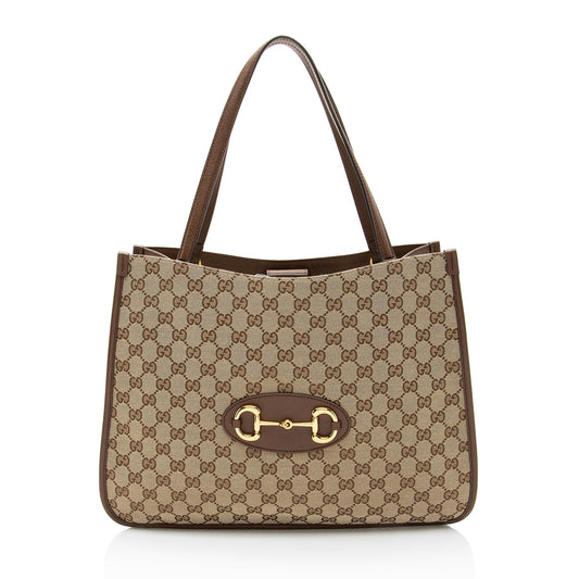 Gucci GG Canvas Leather Horsebit 1955 Tote