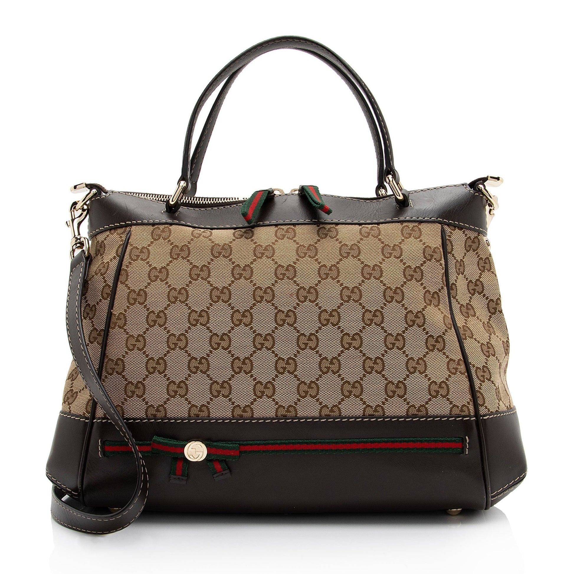 Gucci Nylon Leather Canvas Tote