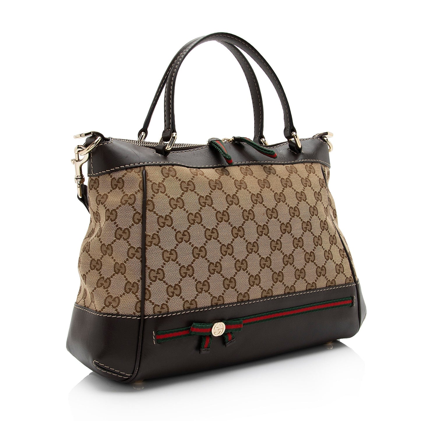 Gucci Nylon Leather Canvas Tote