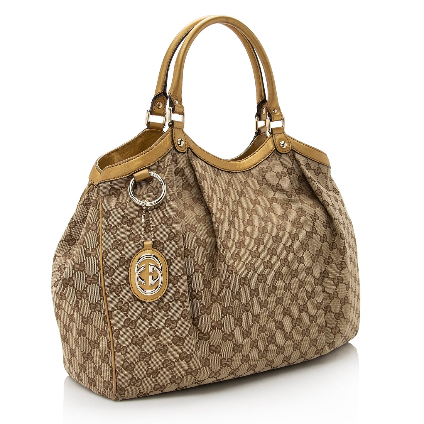 Gucci GG Canvas Metallic Leather Sukey Large Tote (SHF-22504)