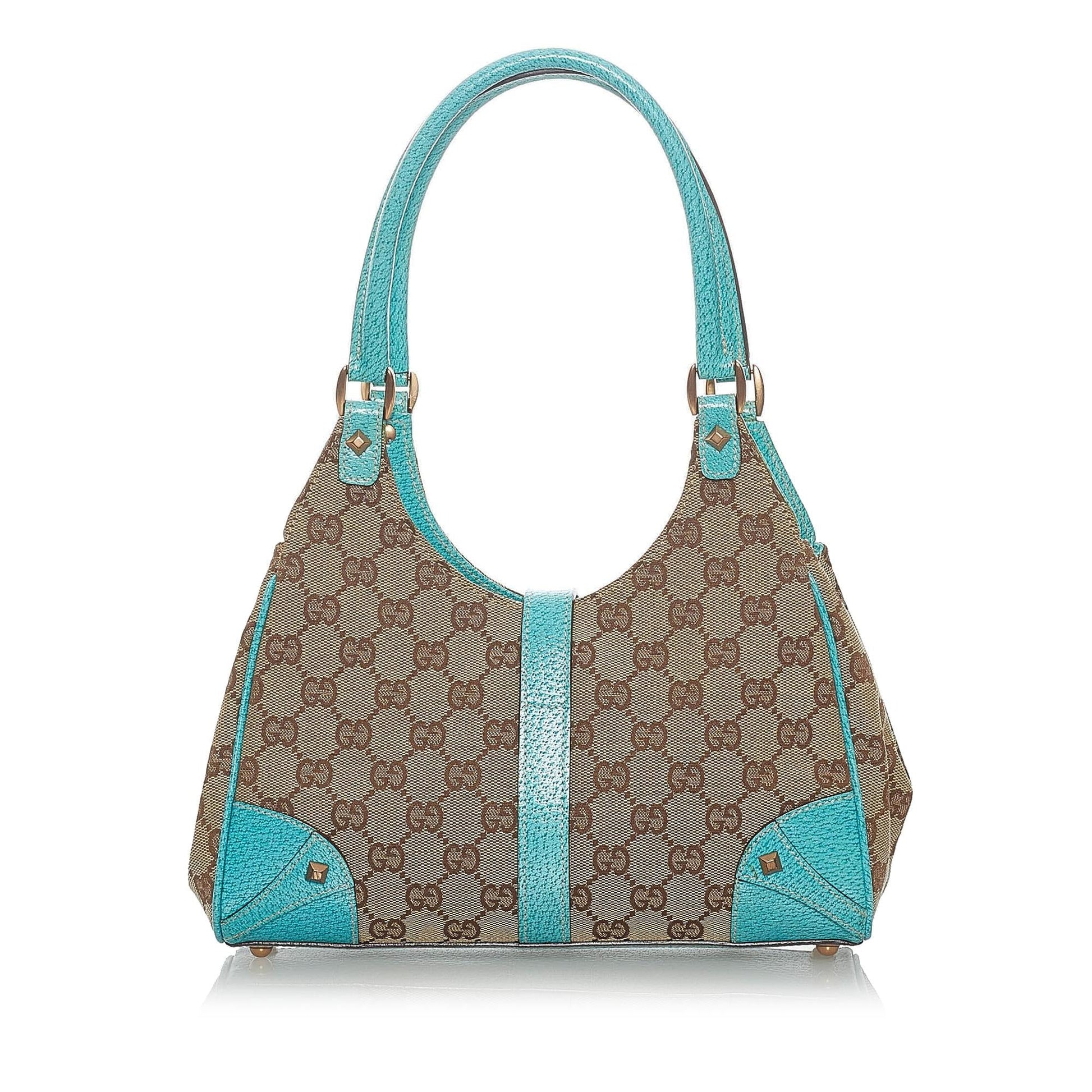Gucci GG Canvas Nailhead Jackie Shoulder Bag (SHG-32595)
