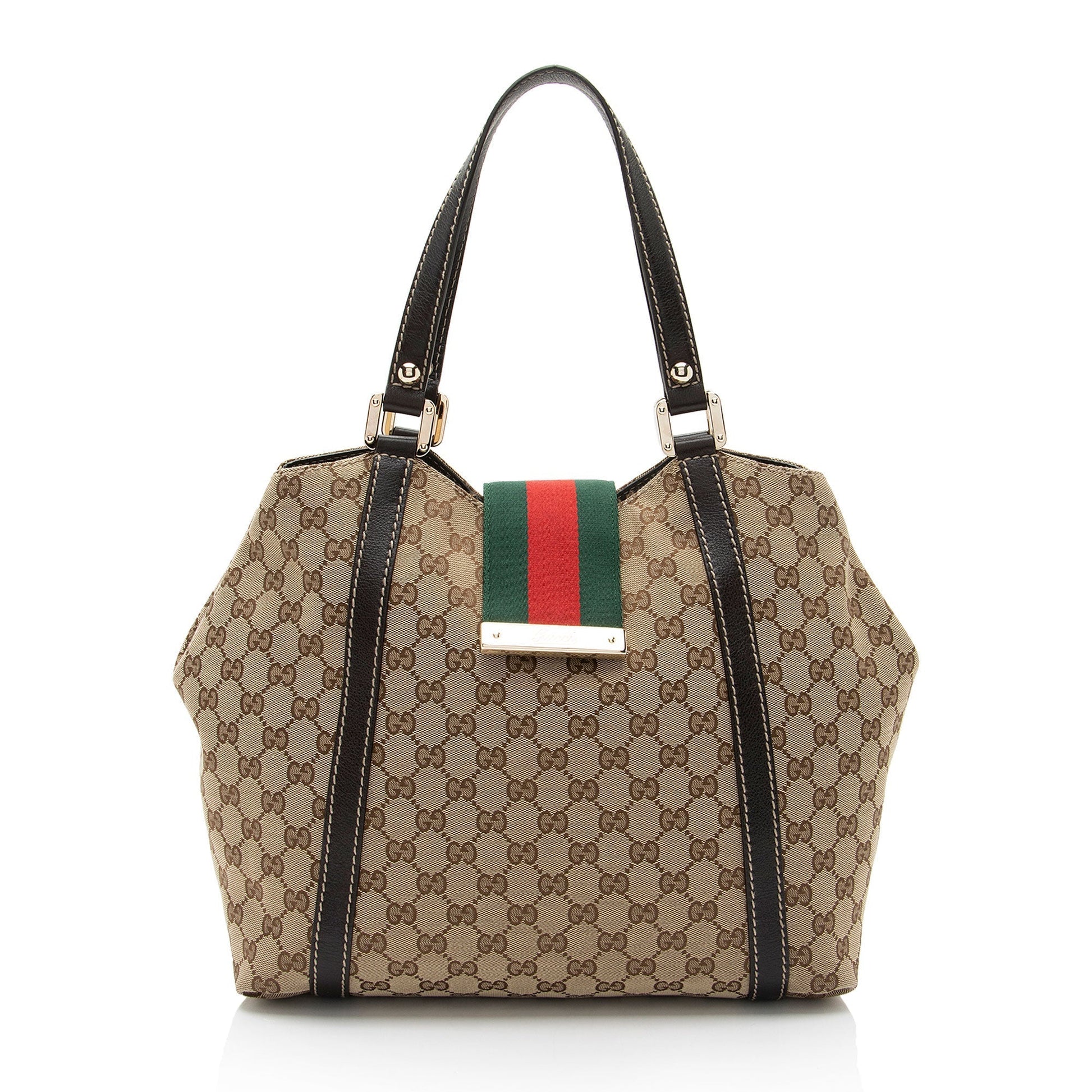Gucci Nylon Leather Canvas Tote