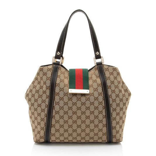 Gucci Nylon Leather Canvas Tote