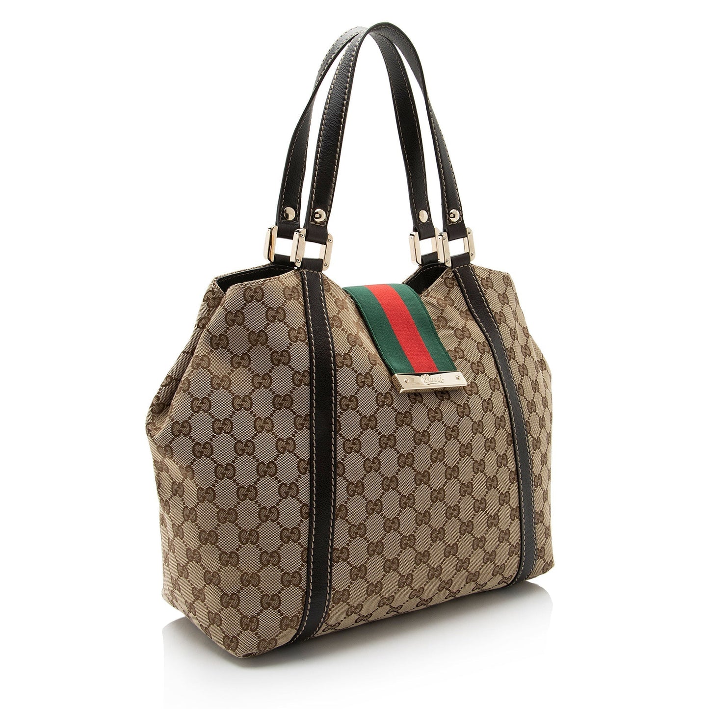 Gucci Nylon Leather Canvas Tote