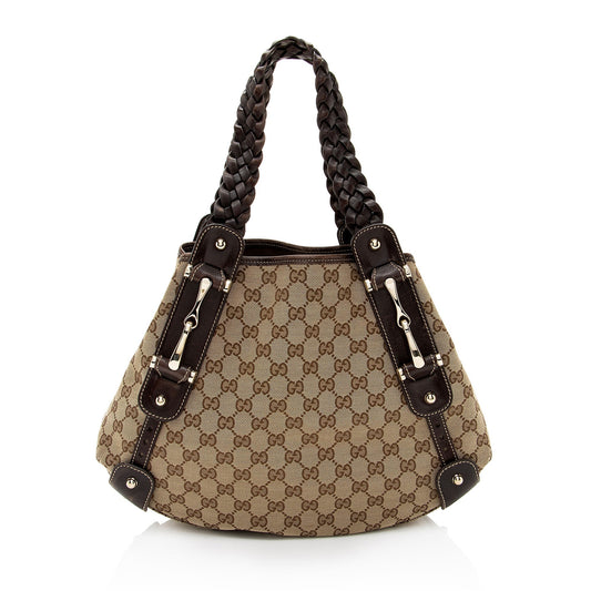 Gucci Leather Canvas Shoulder Bag